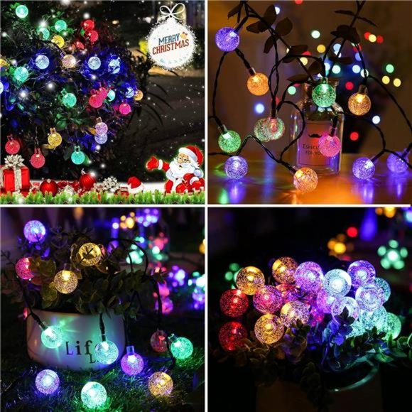 Solar String Lights Outdoor 100 Led 40 Feet Multi-Color Crystal Globe Lights - Picture 2 of 7